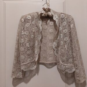 "R&M Richards" Lace Jacket Color: Champagne Size: S